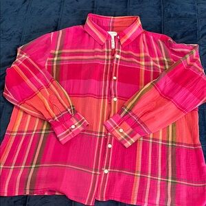 Liz Claiborne Pink and Orange Button Down Shirt